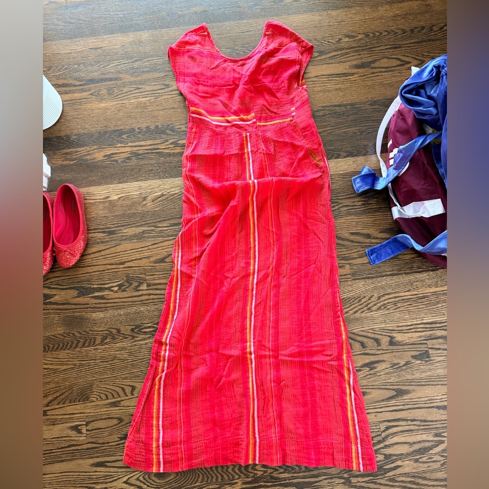 Ace & Jig Vibrant Red Maxi Dress with Yellow Stripes